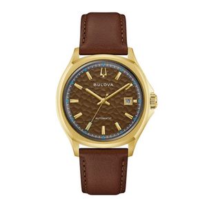 Mens Tony Bennet NYC Automatic Gold & Brown Leather Strap Watch Product Image