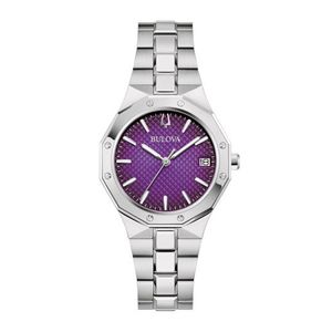 Ladies Classic Prestige Silver-Tone Stainless Steel Watch Purple Dial Product Image