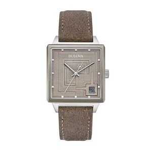 Mens Ennis House Silver & Brown Leather Strap Watch Gray Dial Product Image