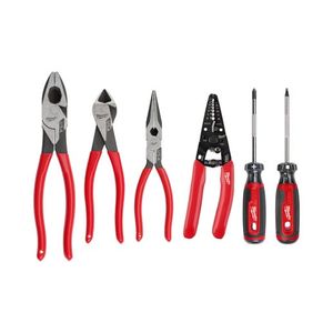 6pc Dipped Grip Cutting Pliers Wire Stripper & Screwdrivers Set (USA) Product Image
