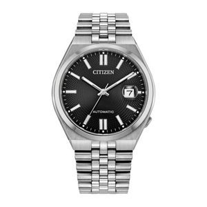 Mens TSUYOSA 60 Automatic Silver-Tone Stainless Steel Watch Black Dial Product Image