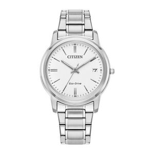Ladies Corporate Exclusive Eco-Drive Silver-Tone Stainless Steel Watch White Dial Product Image