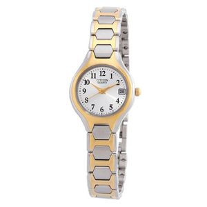 Ladies Quartz Two-Tone Stainless Steel Watch White Dial Product Image