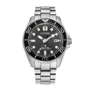 Mens Promaster Dive Eco-Drive Silver-Tone Stainless Steel Watch Black Dial Product Image