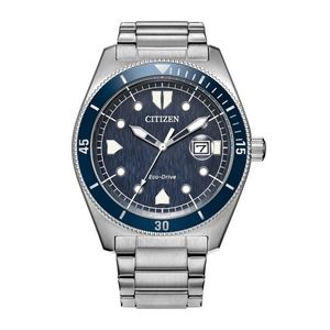 Mens Terra Force Eco-Drive Silver-Tone Stainless Steel Watch Blue Dial Product Image