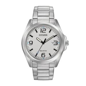 Mens Garrison Eco-Drive Stainless Steel Watch Silver Dial Product Image