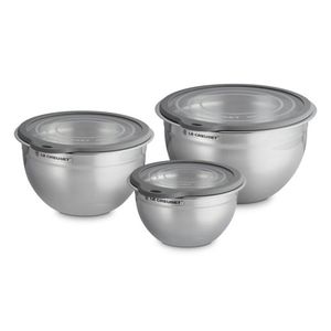 Set of 3 Stainless Steel Mixing Bowls w/ Glass Lids Product Image