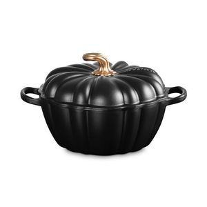 4qt Cast Iron Pumpkin Cocotte w/ Gold Stem Licorice Product Image