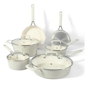 Heathland 10pc Premium Ceramic Induction Cookware Set Linen White Product Image