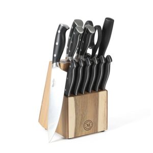 Greeley 14pc Forged Handle Acacia Knife Block Set Black Product Image