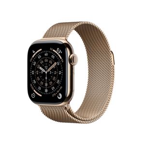 Apple Watch Series 11 GPS + Cellular 42mm Gold Titanium Case with Gold Milanese Loop Product Image