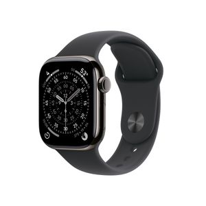 Apple Watch Series 11 GPS + Cellular 42mm Slate Titanium Case with Black Sport Band - M/L Product Image