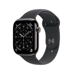 Apple Watch Series 11 GPS + Cellular 46mm Slate Titanium Case with Black Sport Band - M/L Product Image