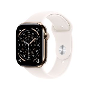 Apple Watch Series 11 GPS + Cellular 46mm Gold Titanium Case with Light Blush Sport Band - M/L Product Image