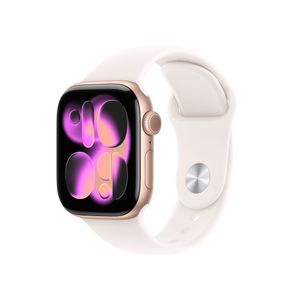 Apple Watch Series 11 GPS + Cellular 42mm Rose Gold Aluminum Case with Light Blush Sport Band - M/L Product Image