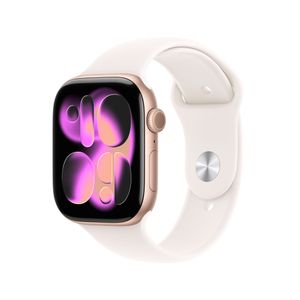 Apple Watch Series 11 GPS + Cellular 46mm Rose Gold Aluminum Case with Light Blush Sport Band - M/L Product Image