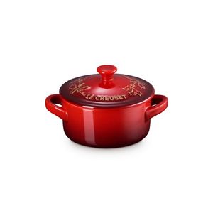 8oz Holly Collection Mini Round Cocotte w/ Gold Applique Cerise Product Image