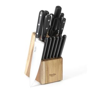 Eastwalk 14pc Forged Handle Acacia Knife Block Set. Matte Black Product Image