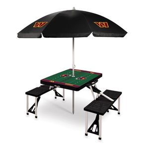 Picnic Table Portable Folding Table w/ Seats & Umbrella - Washington Commanders Black Product Image