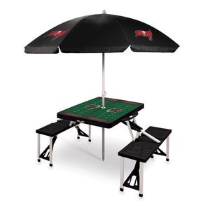Picnic Table Portable Folding Table w/ Seats & Umbrella - Tampa Bay Buccaneers Black Product Image