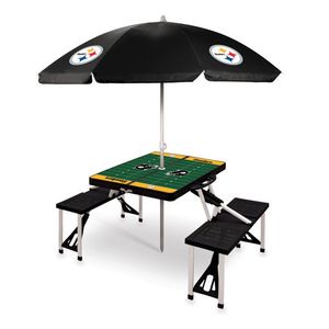 Picnic Table Portable Folding Table w/ Seats & Umbrella - Pittsburgh Steelers Black Product Image