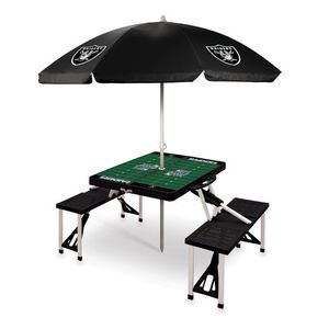 Picnic Table Portable Folding Table w/ Seats & Umbrella - Las Vegas Raiders Black Product Image