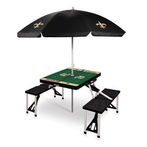 Picnic Table Portable Folding Table w/ Seats & Umbrella - New Orleans Saints Black Product Image