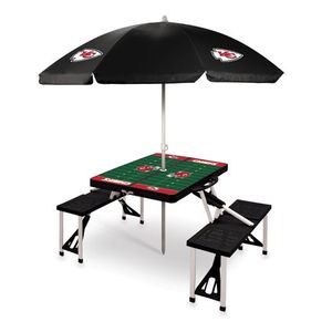 Picnic Table Portable Folding Table w/ Seats & Umbrella - Kansas City Chiefs Black Product Image