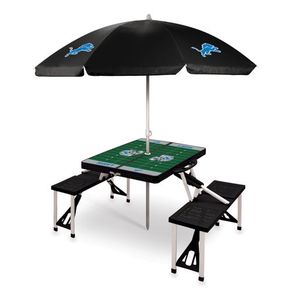 Picnic Table Portable Folding Table w/ Seats & Umbrella - Detroit Lions Black Product Image