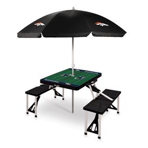 Picnic Table Portable Folding Table w/ Seats & Umbrella - Denver Broncos Black Product Image