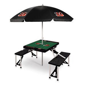 Picnic Table Portable Folding Table w/ Seats & Umbrella - Cincinnati Bengals Black Product Image