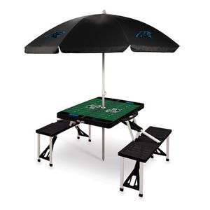Picnic Table Portable Folding Table w/ Seats & Umbrella - Carolina Panthers Black Product Image