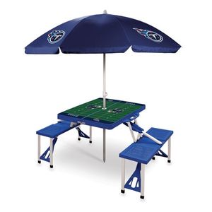 Picnic Table Portable Folding Table w/ Seats & Umbrella - Tennessee Titans Blue Product Image