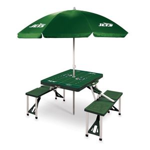 Picnic Table Portable Folding Table w/ Seats & Umbrella - New York Jets Green Product Image