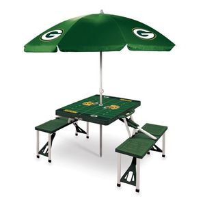 Picnic Table Portable Folding Table w/ Seats & Umbrella - Green Bay Packers Green Product Image