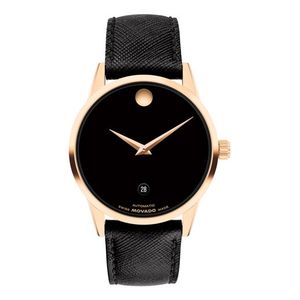 Mens Museum Classic Automatic RG & Black Leather Strap Watch Black Dial Product Image