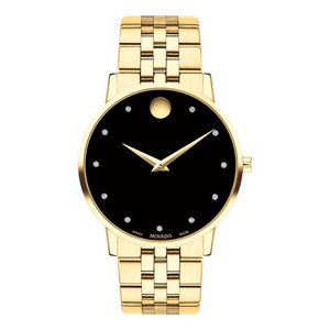Mens Museum Classic Gold-Tone SS Watch w/ Diamond Markers Black Dial Product Image