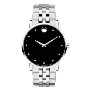 Mens Museum Classic Silver-Tone SS Watch w/ Diamond Markers Black Dial Product Image