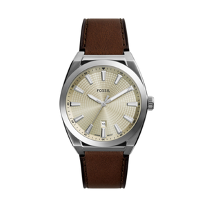 Fossil Men's Everett Three-Hand Date Brown Leather Watch Product Image