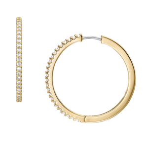 Fossil Ellis Pave Glitz Gold-Tone Brass Hoop Earrings Product Image