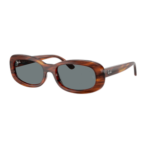 Ray-Ban Women's RB2221 Sunglasses Blue Blue Polished Striped Havana/Blue Product Image