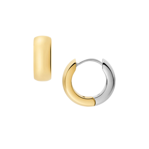 Fossil Ellis Domed Two-Tone Stainless Steel Hoop Earrings Product Image