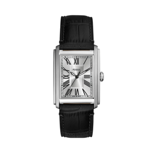 Fossil Men's Carraway Three-Hand Black Croco Leather Watch Product Image