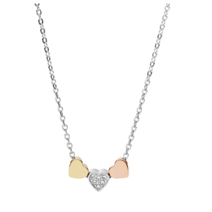 Fossil Sutton Heart Tri-Tone Steel Necklace Product Image