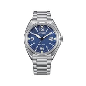 Mens Sport Casual Silver-Tone Stainless Steel Watch Blue Dial Product Image