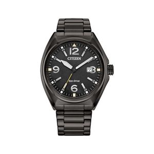 Mens Sport Casual Black Ion-Plated Stainless Steel Watch Black Dial Product Image