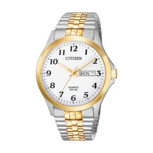 Mens Quartz Two-Tone Stainless Steel Watch White Dial Product Image