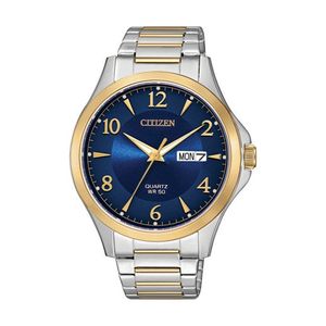 Mens Quartz Two-Tone Stainless Steel Watch Midnight Blue Dial Product Image
