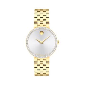 Ladies Museum Classic New Gold-Tone SS Watch w/ Lab Diamonds Silver Dial Product Image