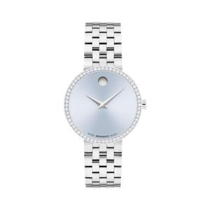 Ladies Museum Classic New Silver-Tone SS Watch w/ Lab Diamonds Ice Blue Dial Product Image